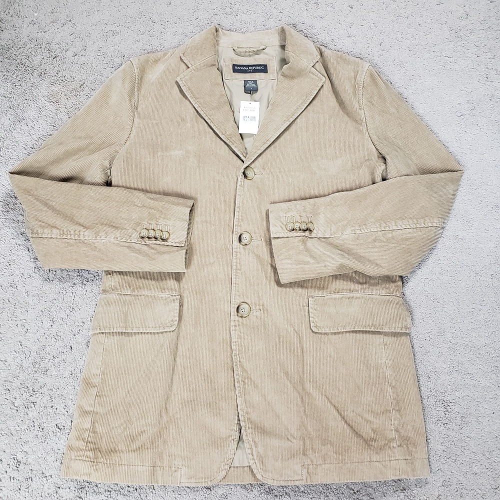 NEW Vintage Banana Republic Blazer Jacket Men S Tan Corduroy Sport Coat‎ Y2K